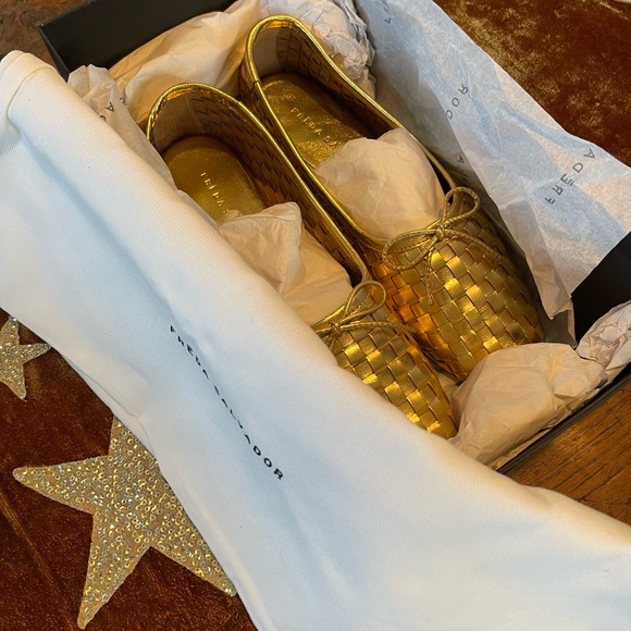 Freda Salvador Gold Jada Woven Ballet Flats - Picture 4 of 6